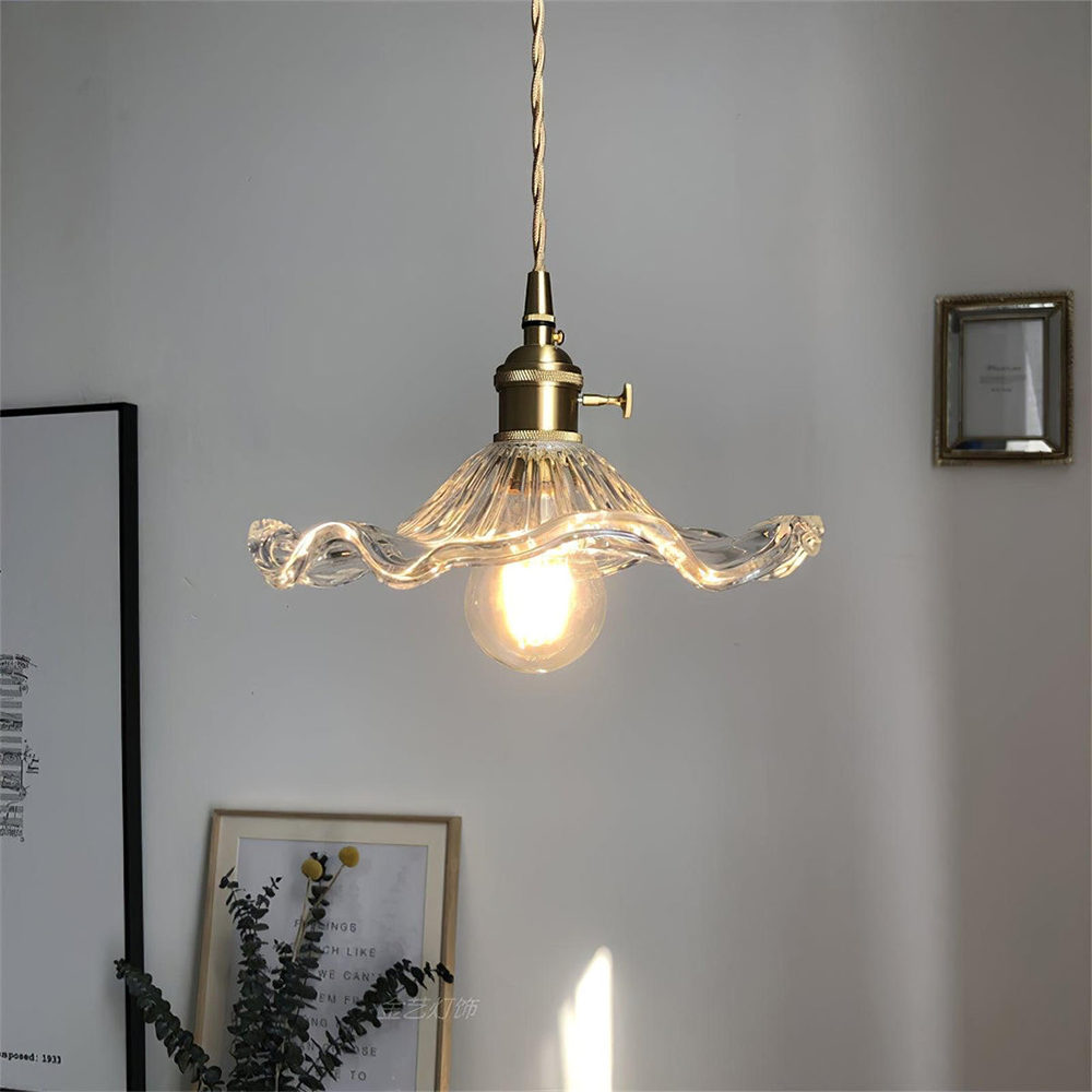 Luvano LED Pendelleuchte Blume Glas elegant