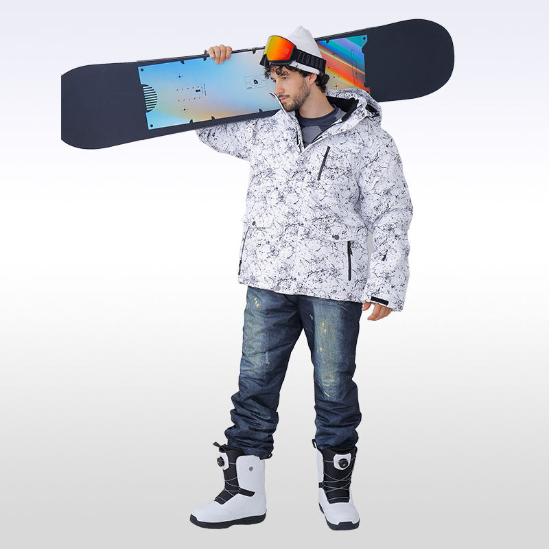 Wasserdichte Skijacke mit Kapuze und Schneeeulenmotiv für Herren und Unisex