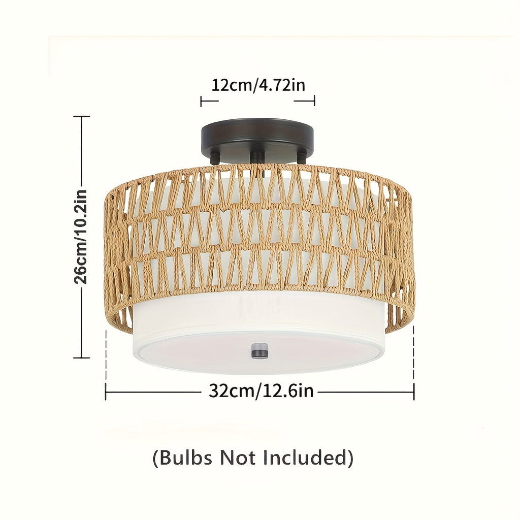 Luvano Deckenleuchte Rattan Leinen Boho Aufbau