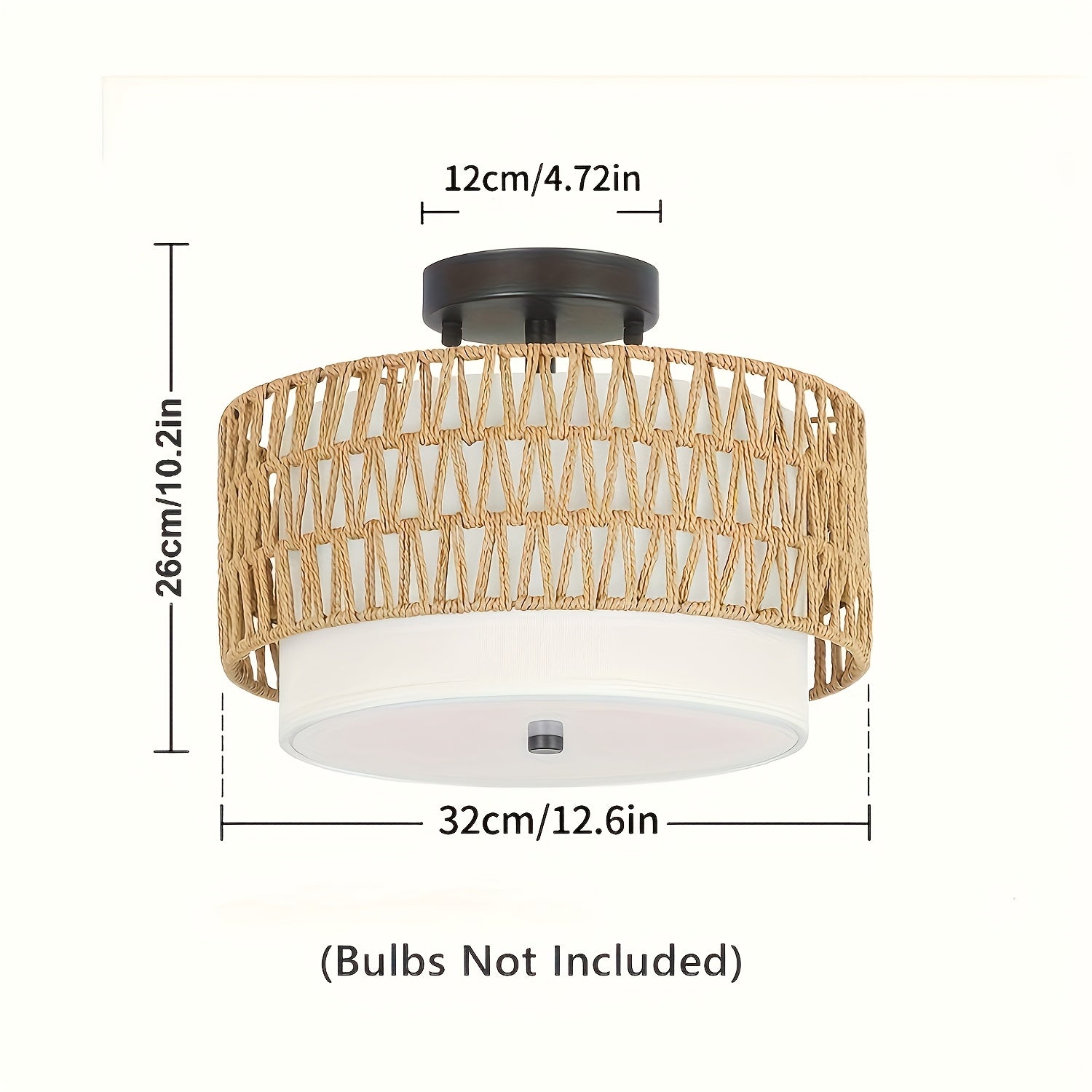 Luvano Deckenleuchte Rattan Leinen Boho Aufbau