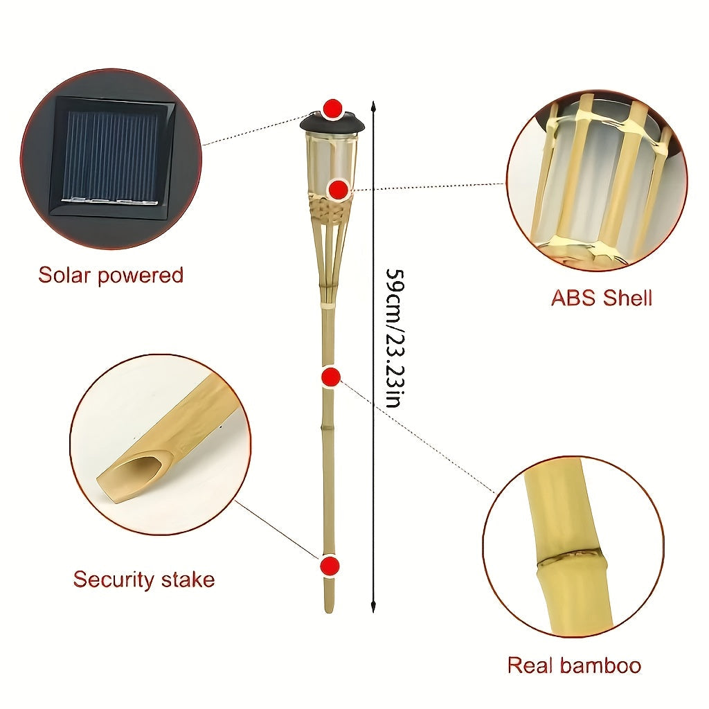 Luvano Solarleuchte Bambus Flammeneffekt 2er Set