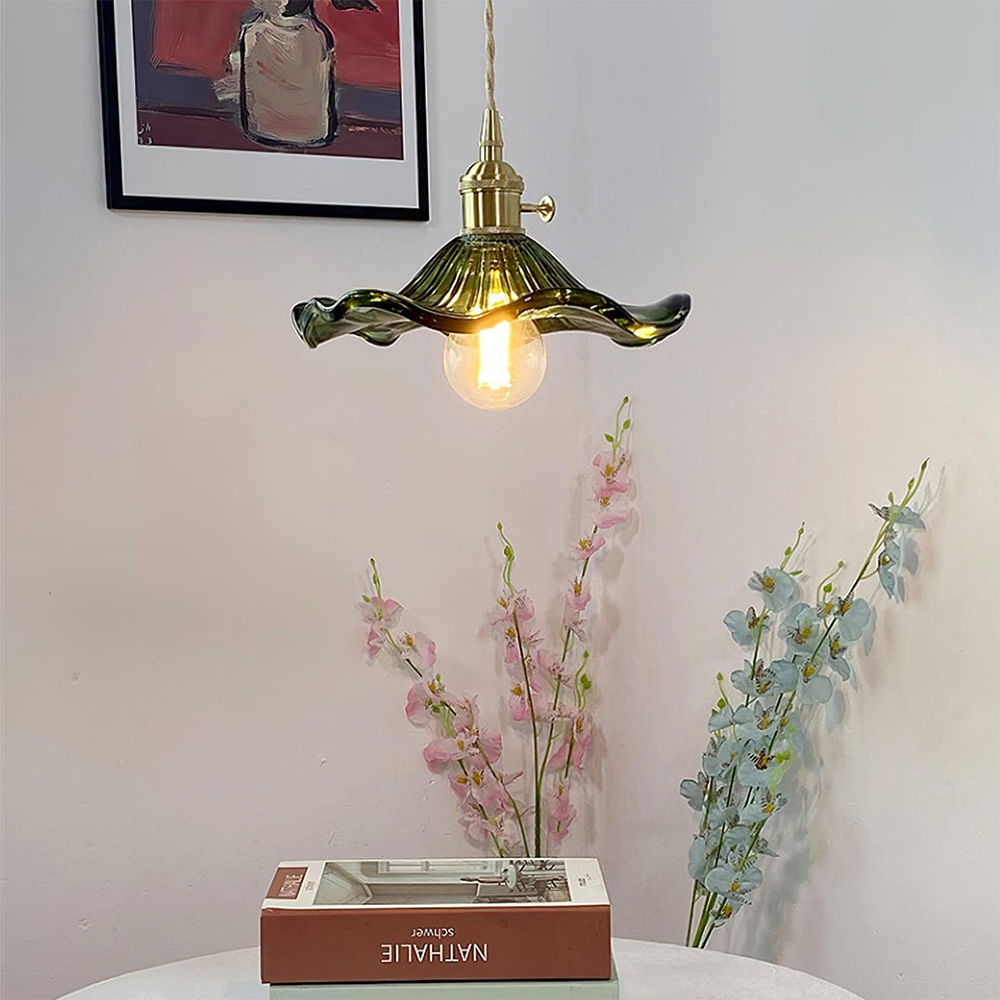 Luvano LED Pendelleuchte Blume Glas elegant