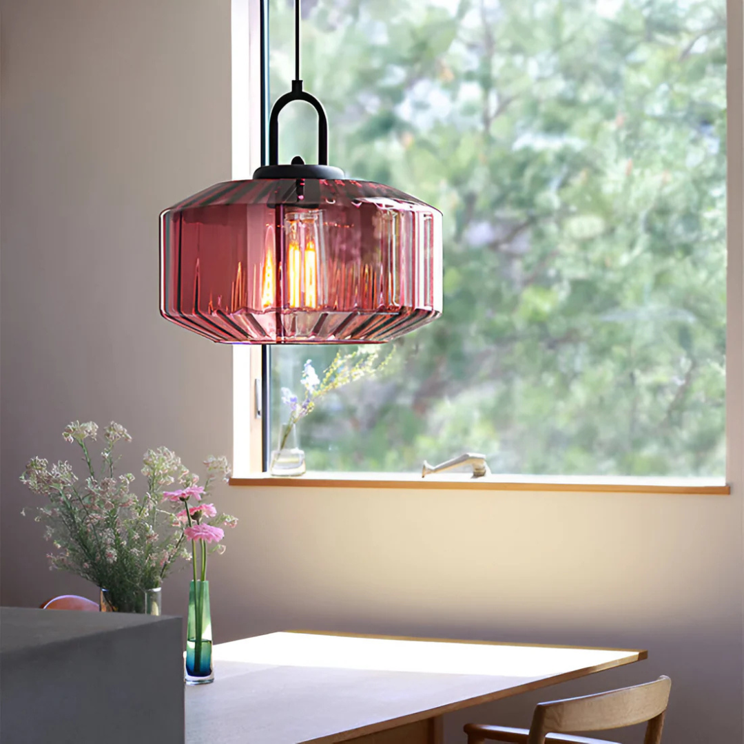 Luvano Mireta Pendelleuchte Buntglas Retro