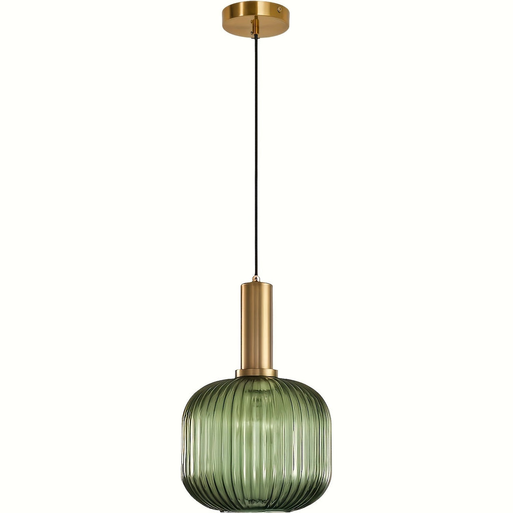 Luvano Pendelleuchte Riffelglas Messing modern