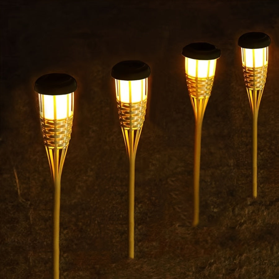 Luvano Solarleuchte Bambus Flammeneffekt 2er Set