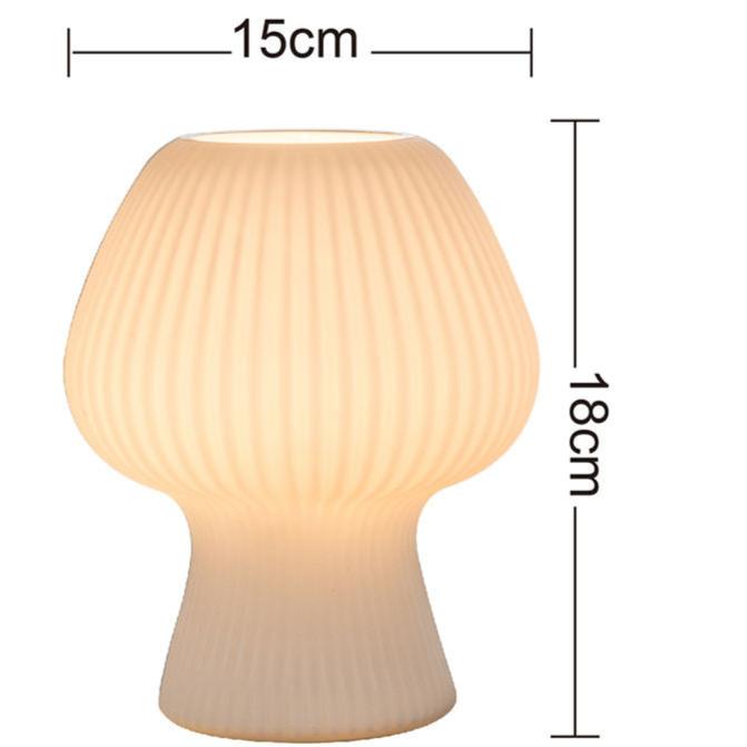 Luvano Tischleuchte Pilz Riffelglas Vintage
