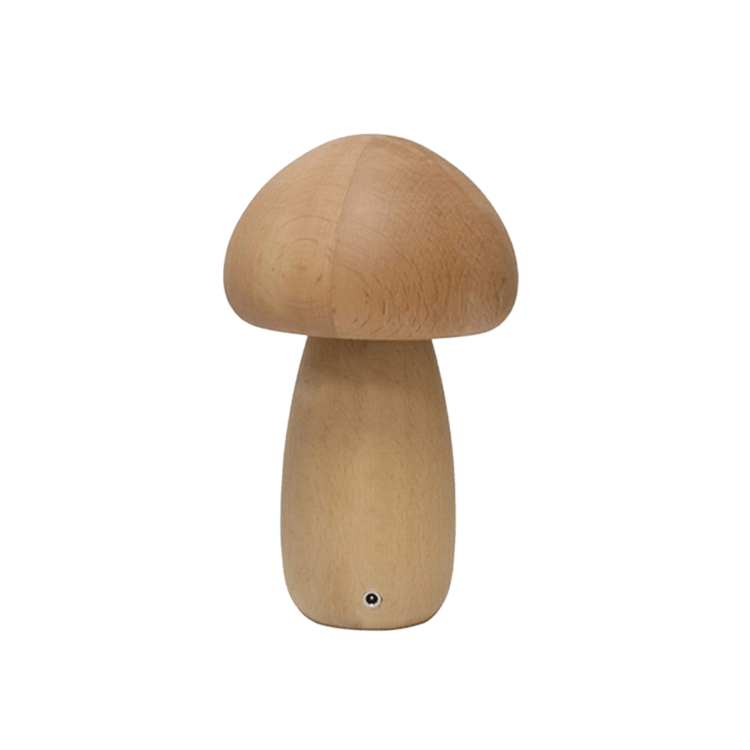 Luvano Tischleuchte Pilz Holz Akku Nachtlicht