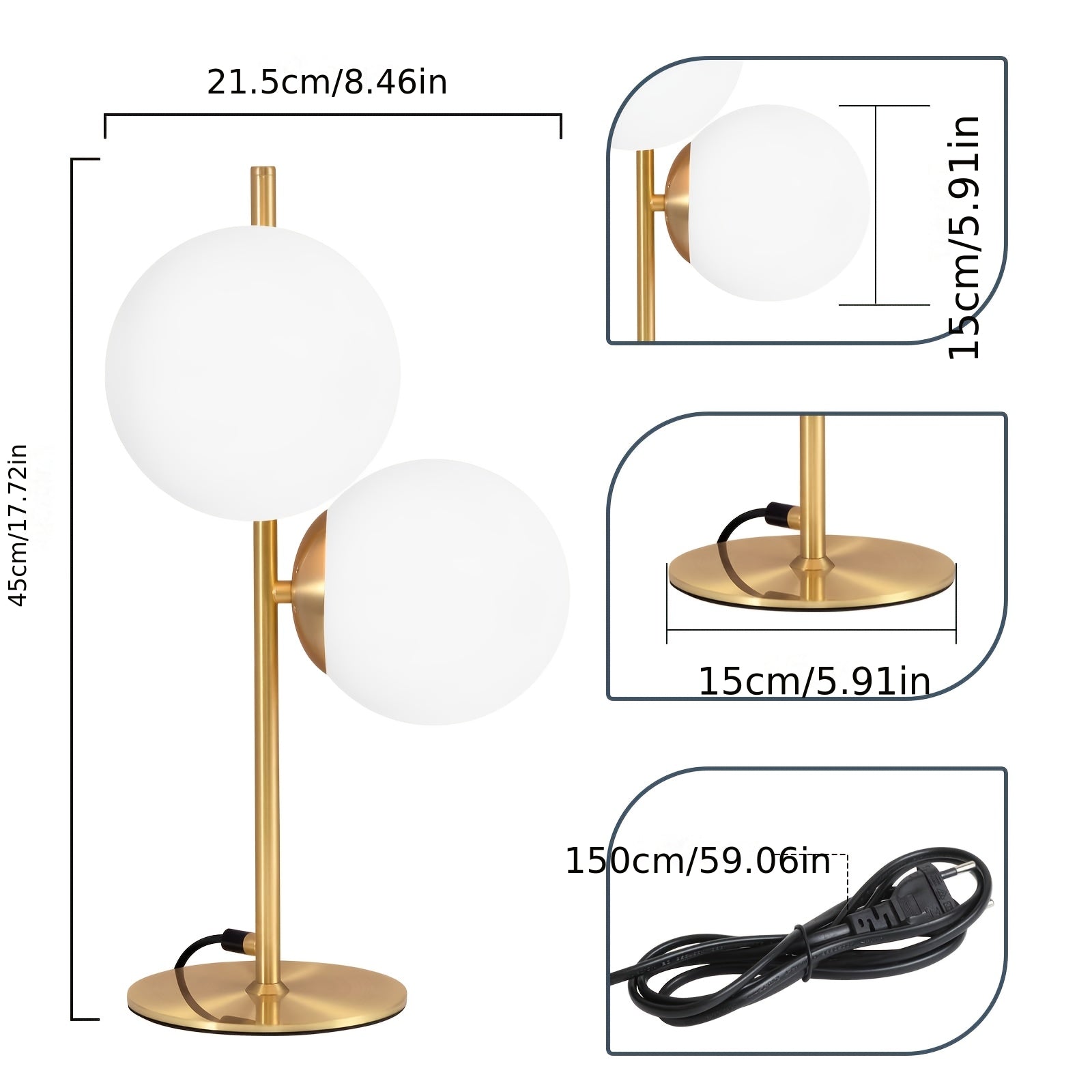 Luvano Tischleuchte Glaskugel gold modern