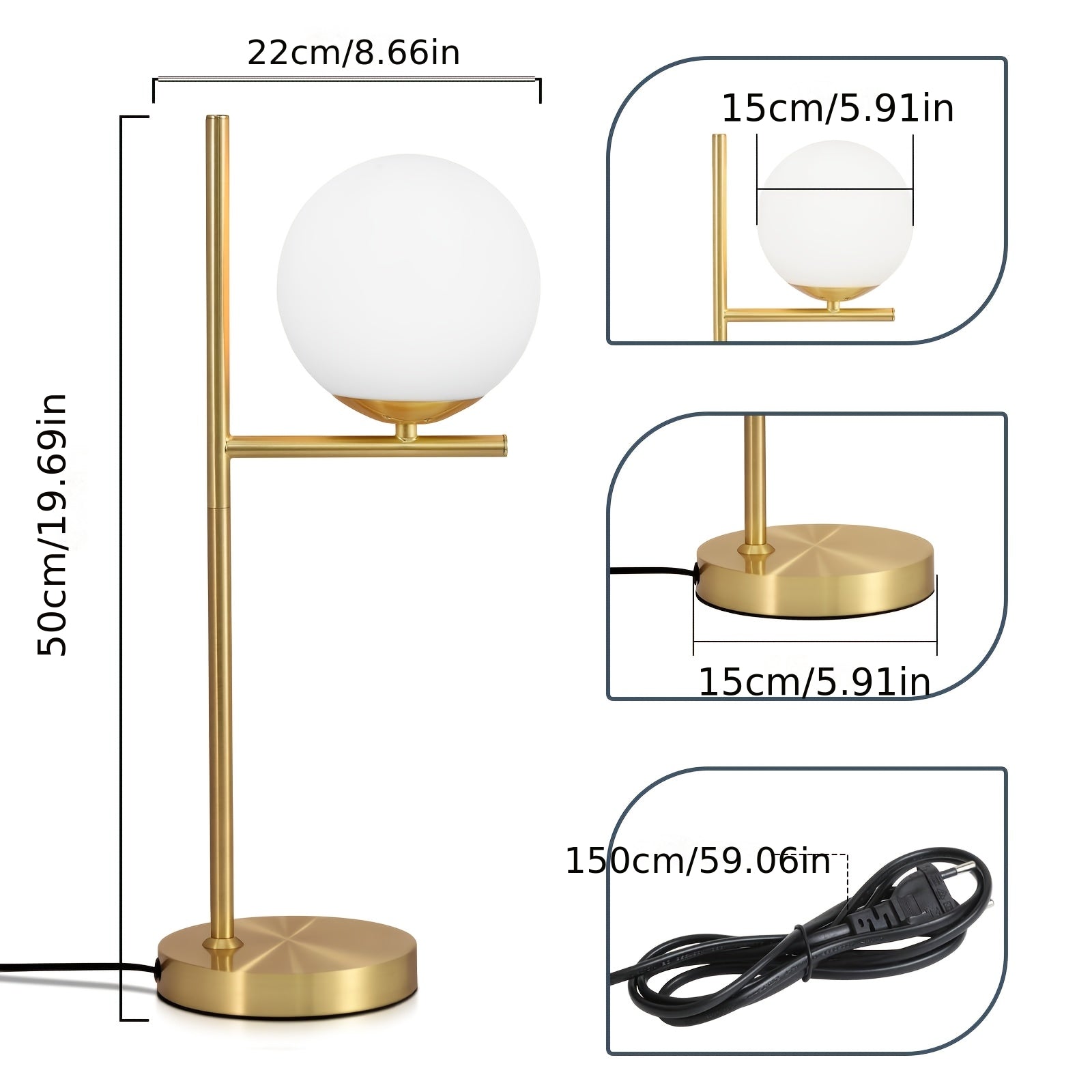 Luvano Tischleuchte Glaskugel gold modern