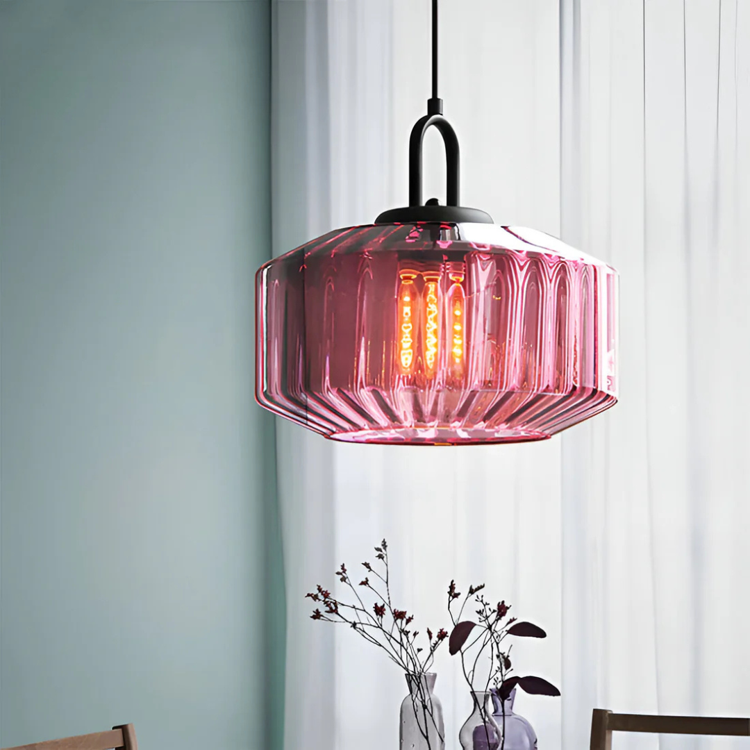 Luvano Mireta Pendelleuchte Buntglas Retro