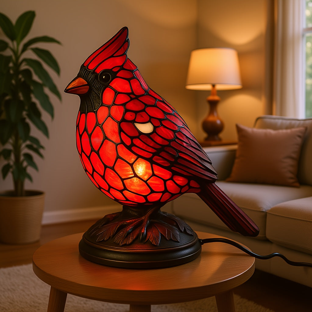 Luvano Tischleuchte Vogel Kunstglas USB
