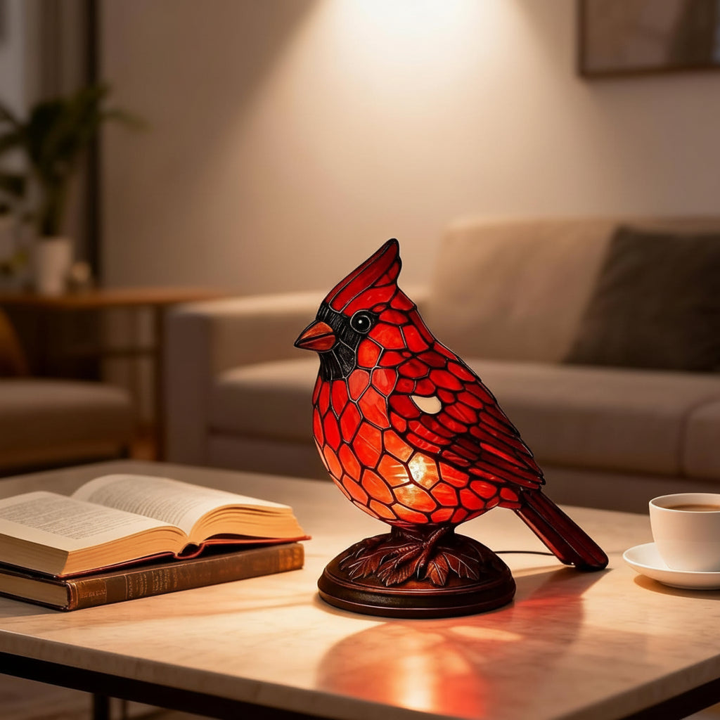 Luvano Tischleuchte Vogel Kunstglas USB