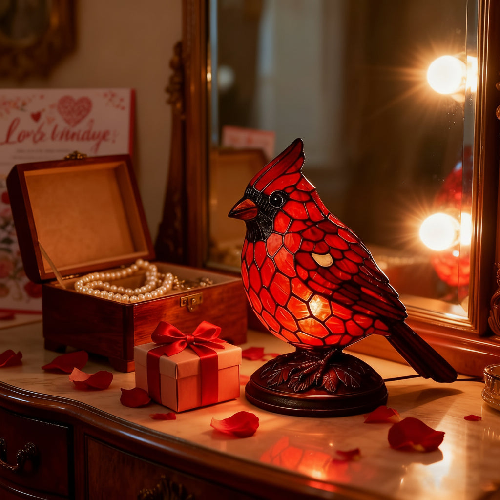 Luvano Tischleuchte Vogel Kunstglas USB