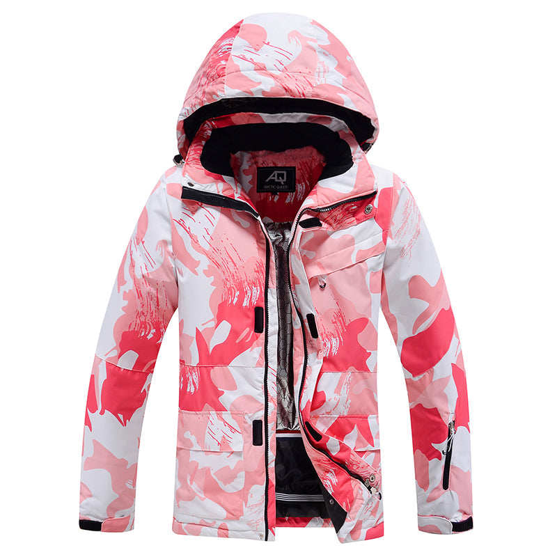 Arctic Queen Damen-Schneejacke in Tarnfarben und Rosa