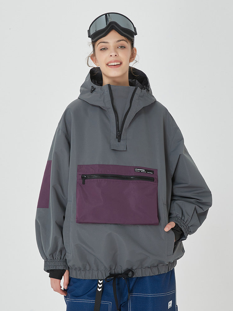Damen Winter Bomber Baggy Snowboardjacke mit großen Cargotaschen Schneemantel