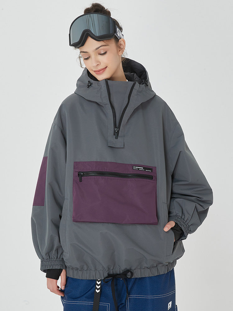 Damen Winter Bomber Baggy Snowboardjacke mit großen Cargotaschen Schneemantel