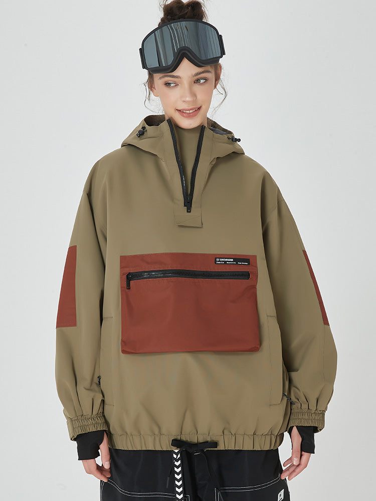 Damen Winter Bomber Baggy Snowboardjacke mit großen Cargotaschen Schneemantel