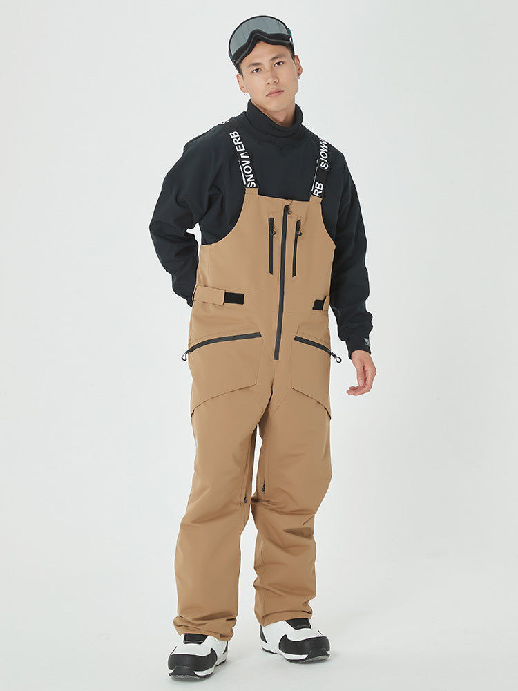 Herren Mountain Freerider Swag Cargo Snowboard Bib Overalls Baggy Snow Pants