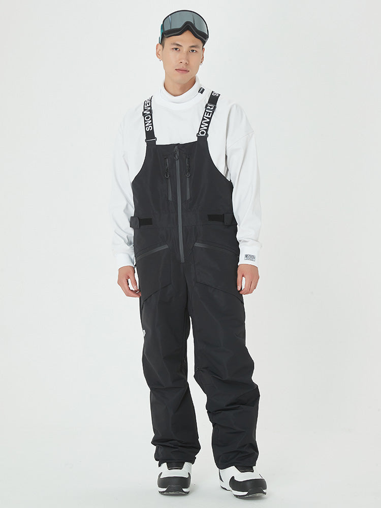 Herren Mountain Freerider Swag Cargo Snowboard Bib Overalls Baggy Snow Pants