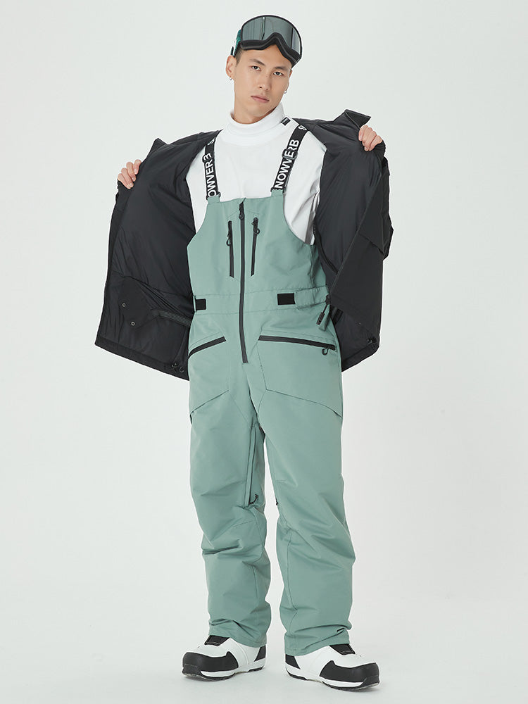 Herren Mountain Freerider Swag Cargo Snowboard Bib Overalls Baggy Snow Pants