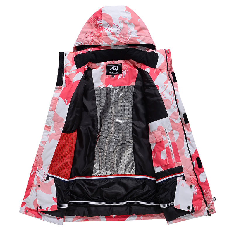 Arctic Queen Damen-Schneejacke in Tarnfarben und Rosa