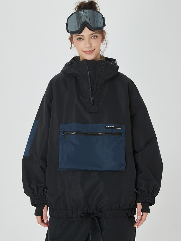 Damen Winter Bomber Baggy Snowboardjacke mit großen Cargotaschen Schneemantel