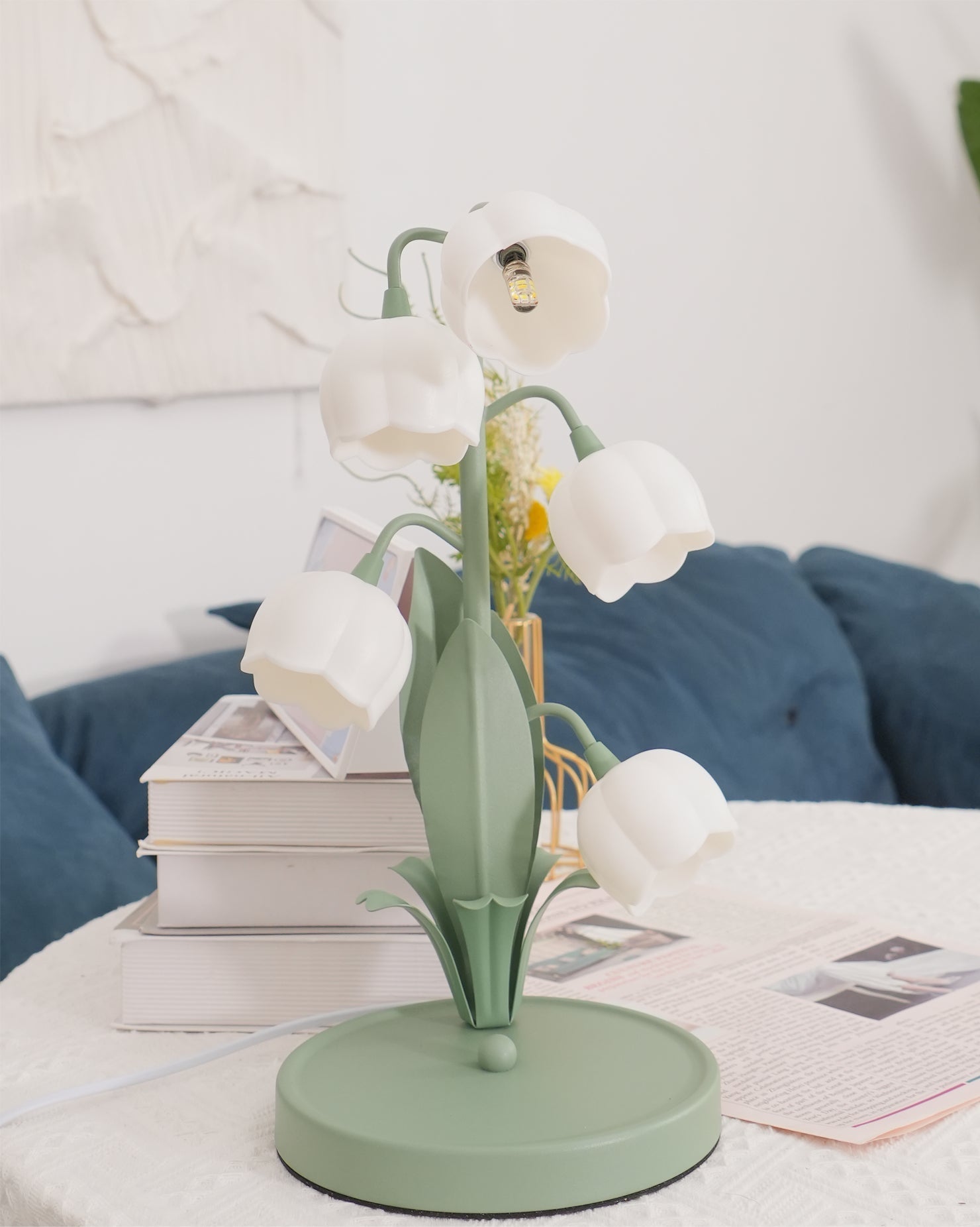 Luvano Tischleuchte Blüte Glas elegant