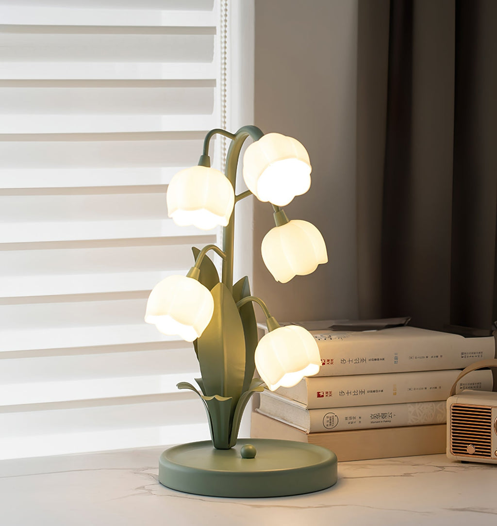 Luvano Tischleuchte Blüte Glas elegant