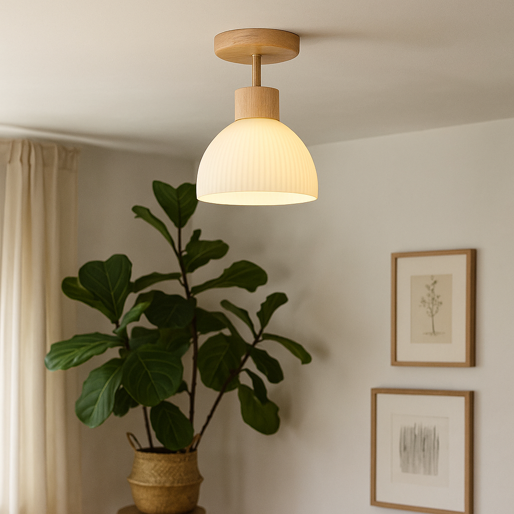 Luvano Ailse Deckenleuchte Holz Glas LED