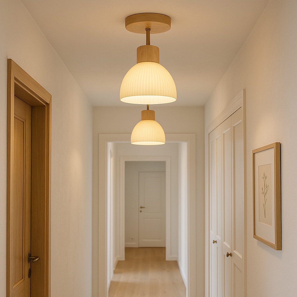 Luvano Ailse Deckenleuchte Holz Glas LED