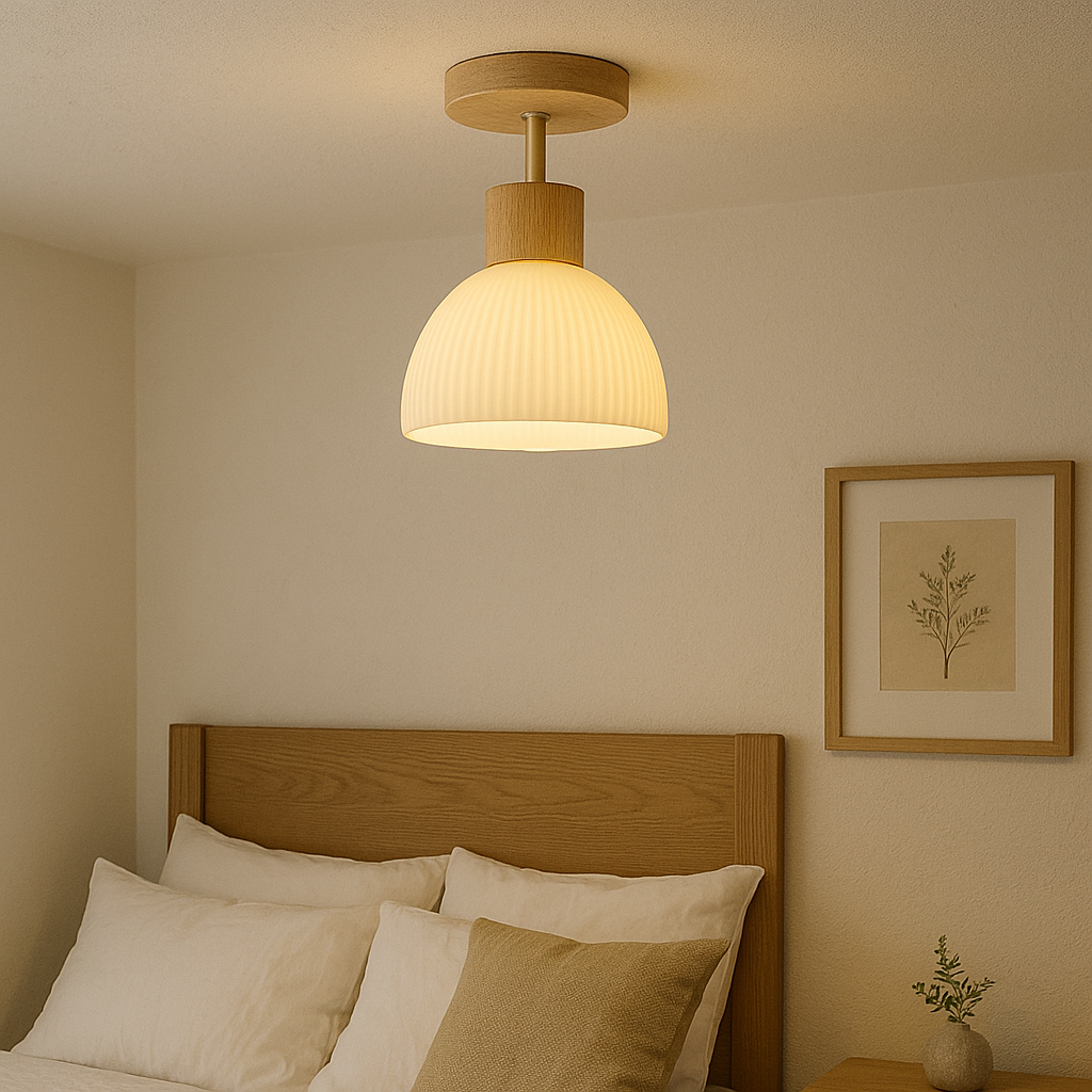 Luvano Ailse Deckenleuchte Holz Glas LED