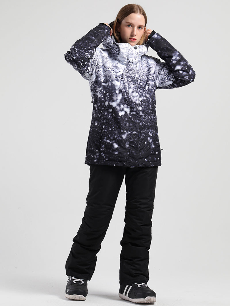 SMN Mountain Freeze Damen-Winter-Snowboardanzug mit buntem Print, wasserdicht
