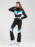Gsou Snow Retro V-Streifen-Skianzug für Damen