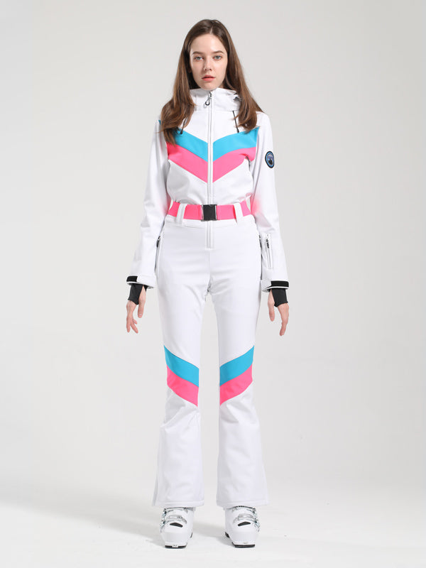 Gsou Snow Retro V-Streifen-Skianzug für Damen