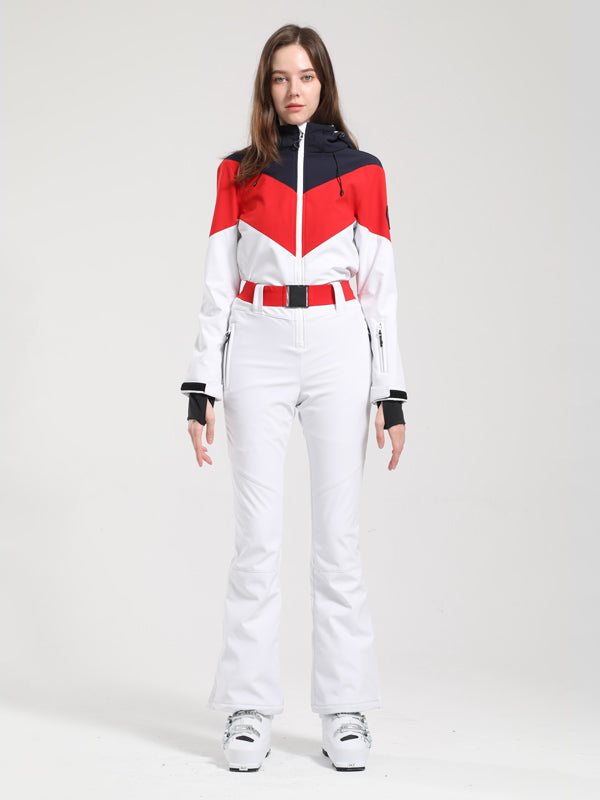 Gsou Snow Retro Color-Blocking Flare Skianzug für Damen