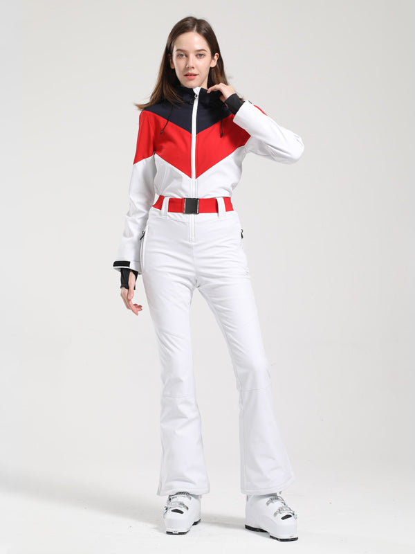 Gsou Snow Retro Color-Blocking Flare Skianzug für Damen