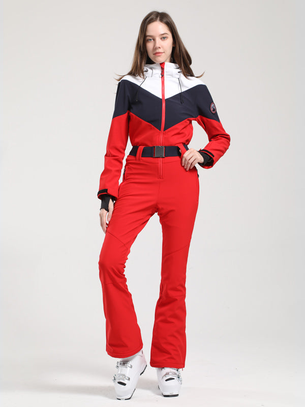 Gsou Snow Retro Color-Blocking Flare Skianzug für Damen