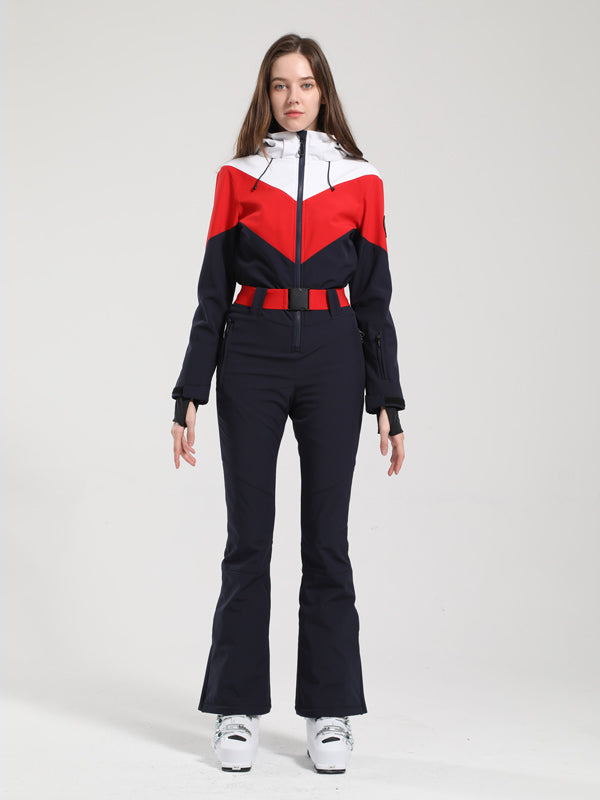 Gsou Snow Retro Color-Blocking Flare Skianzug für Damen