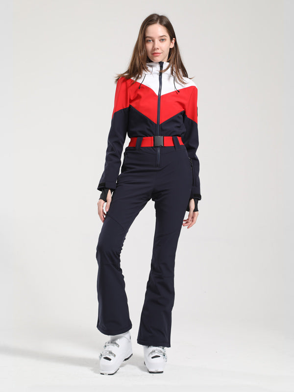 Gsou Snow Retro Color-Blocking Flare Skianzug für Damen
