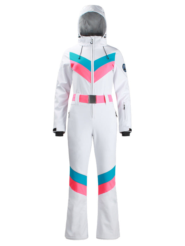Gsou Snow Retro V-Streifen-Skianzug für Damen