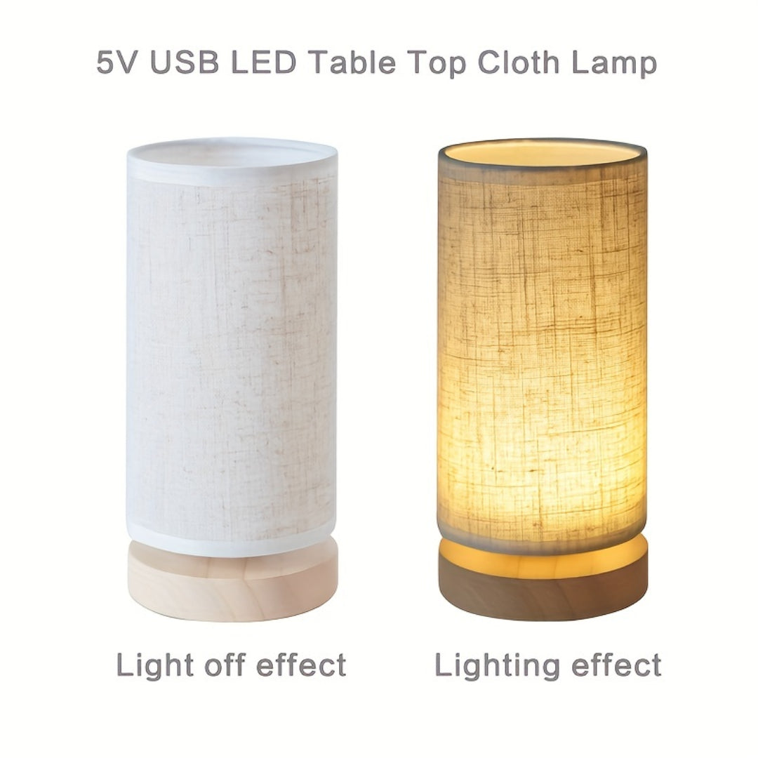 Luvano Tischleuchte Holz USB Nachttisch