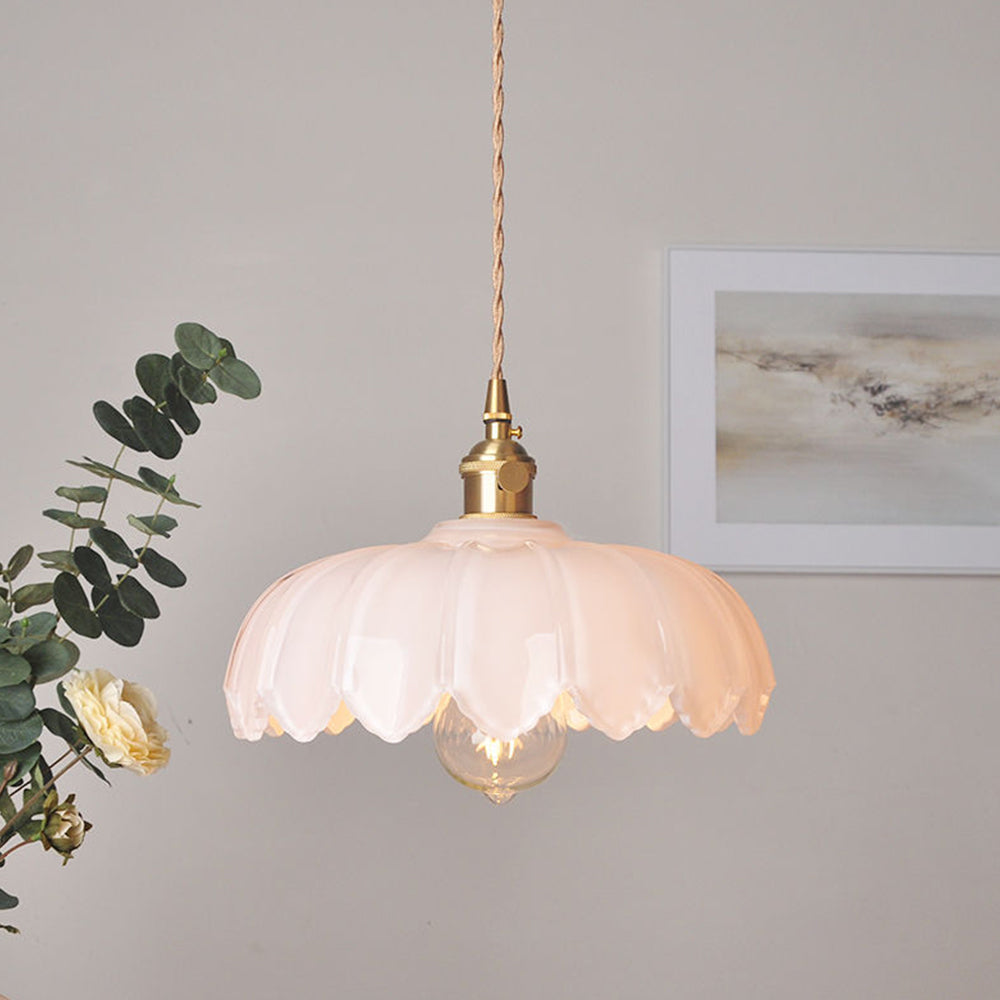 Luvano Pendelleuchte Blume Buntglas Vintage