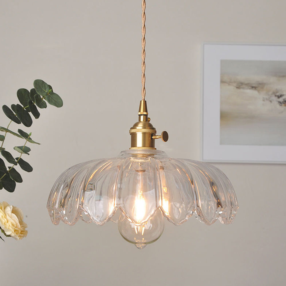 Luvano Pendelleuchte Blume Buntglas Vintage