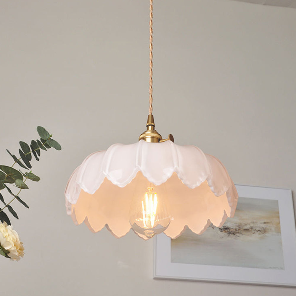 Luvano Pendelleuchte Blume Buntglas Vintage