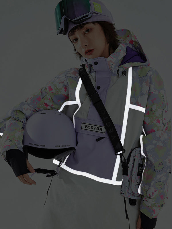 Damen-Unisex-Winteranorak mit reflektierenden, farbenfrohen Elementen von Vector (Anorak, Schneejacke)