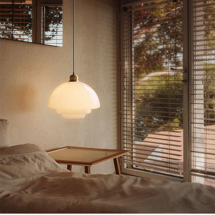 Luvano Pendelleuchte Weißglas Mid Century modern