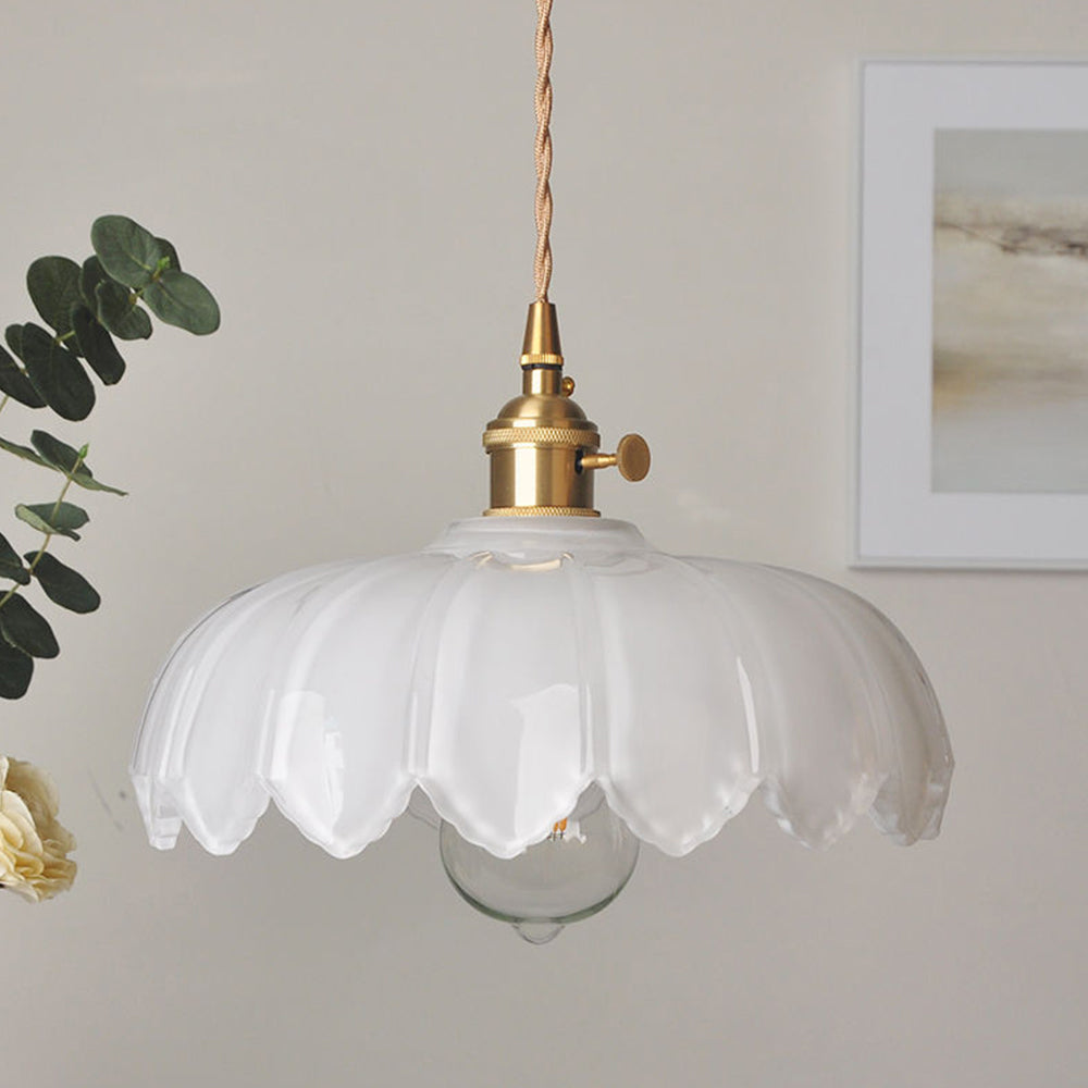 Luvano Pendelleuchte Blume Buntglas Vintage
