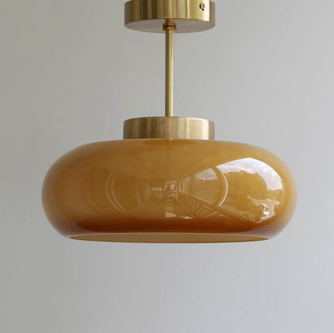 Luvano Deckenleuchte Messing Gelbglas Vintage