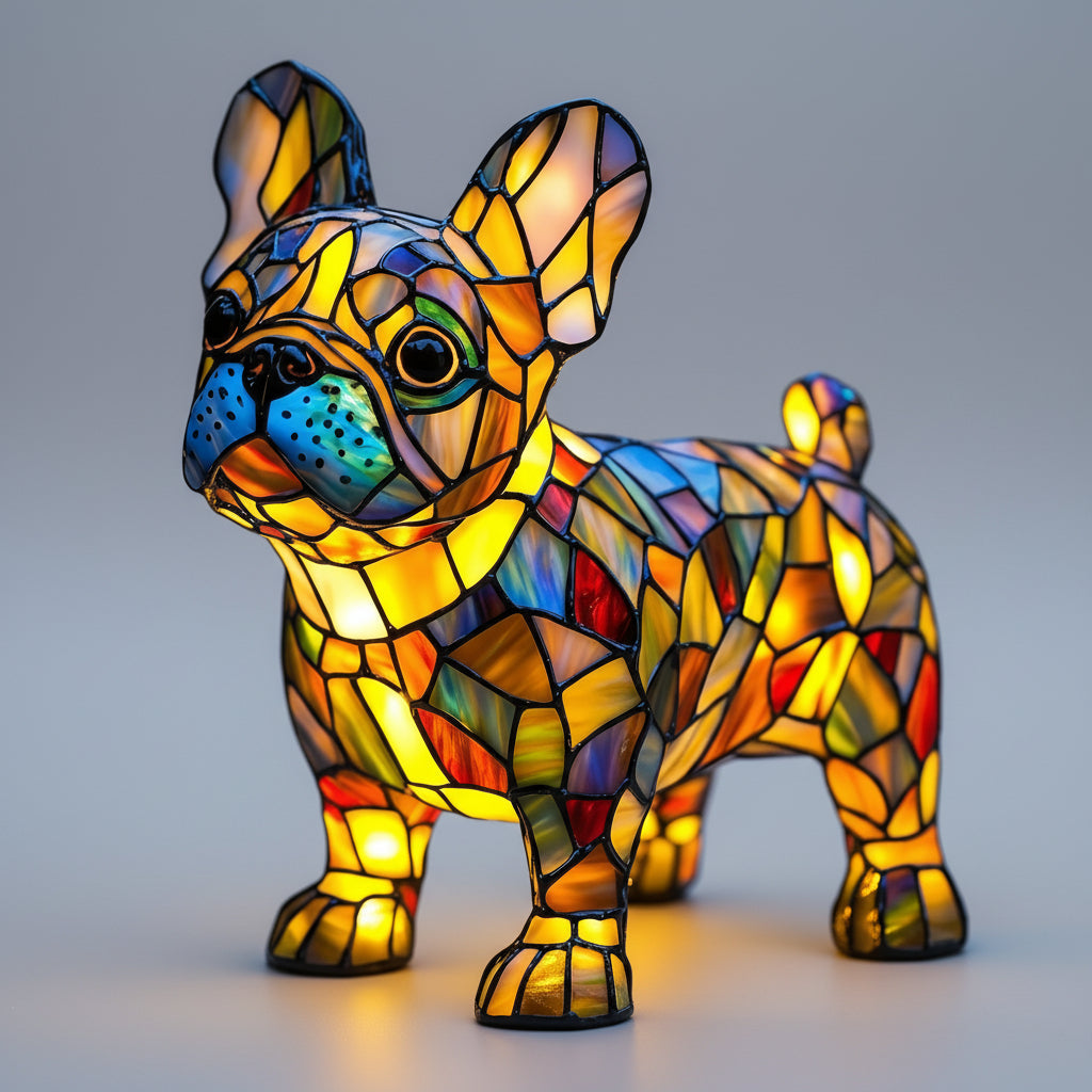 Luvano Tischleuchte Hund Buntglas Nachtlicht