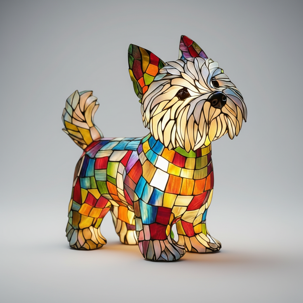 Luvano Tischleuchte Hund Buntglas Nachtlicht